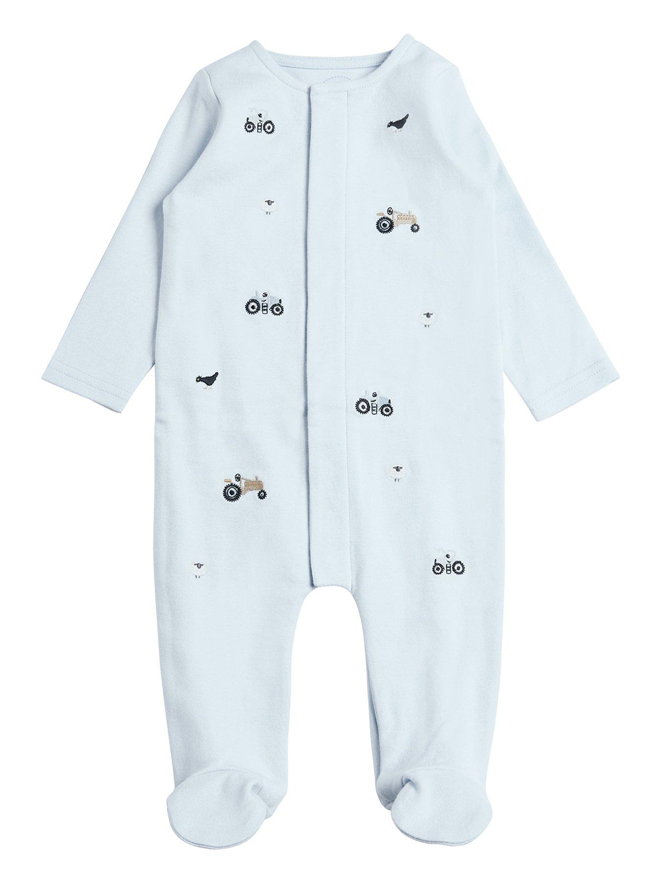 Mamas /& Papas Baby Girls Embroidered Collar All in One Footies